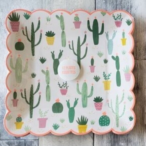 NWT - Meri Meri Cactus Set of 12 Paper Plates - Picture 1 of 3